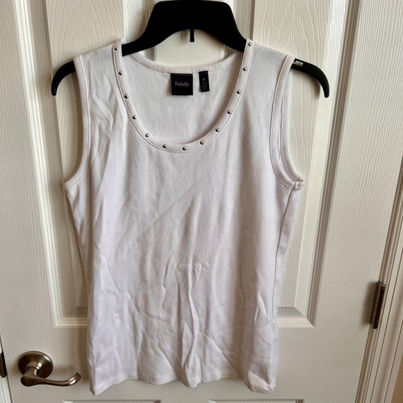 Rafaella‎ Tank Top Studded Neck Sleeveless Casual White Top Size M - Picture 1 of 6